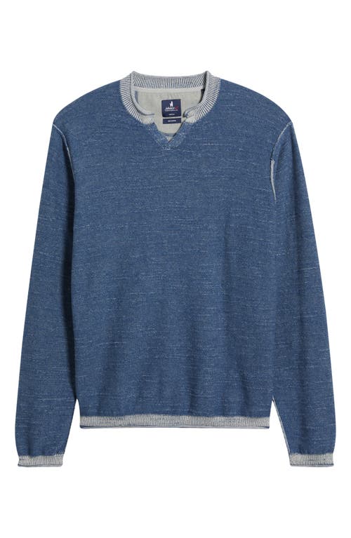 Johnnie-o Jamesy Cotton Notched Neck Sweater In Blue