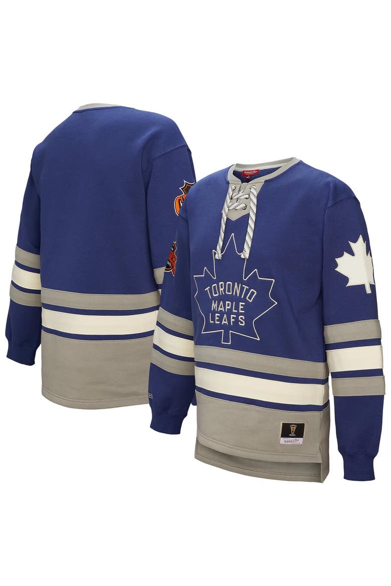 Women's Mitchell & Ness Blue Toronto Maple Leafs Heritage Lace-Up Pullover Sweatshirt, Main, color, Blue