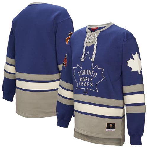 Mitchell & Ness Blue Toronto Maple Leafs Heritage Lace-up Pullover Sweatshirt