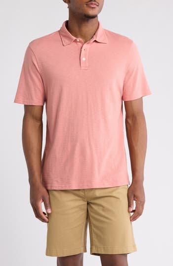 14th & Union Slub Cotton Polo In Pink Desert