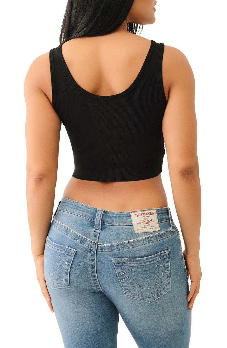 True Religion Crystal Logo Raw Hem Crop Tank, Alternate, color,