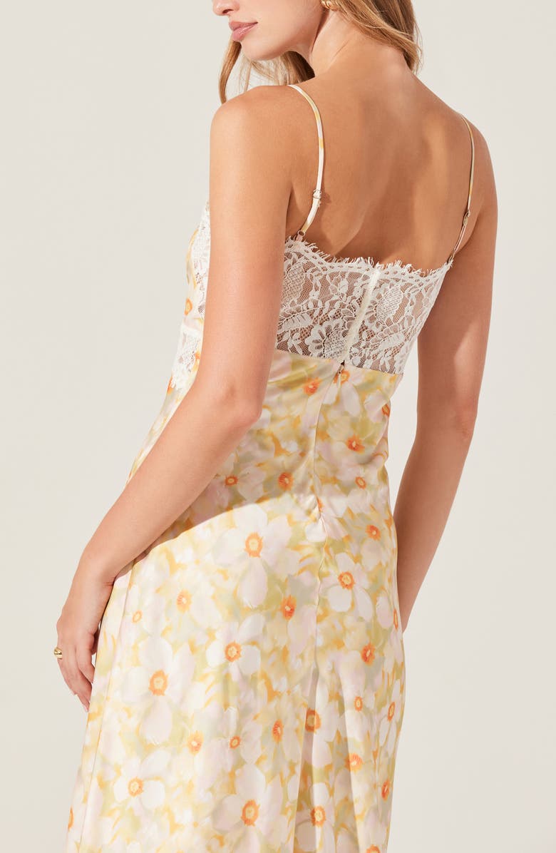 ASTR the Label Ivanna Floral Slipdress, Alternate, color, Yellow Green Floral