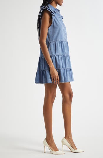 Alice+Olivia■Jem Denim Tiered Mini Dress■ドレス Alice and Olivia Alice and Oliva Jem Denim Tiered Mini Dress