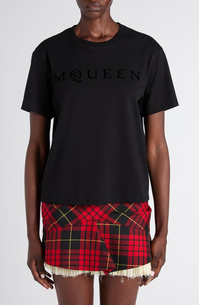 McQueen Jersey Logo T-Shirt, Main, color, Black
