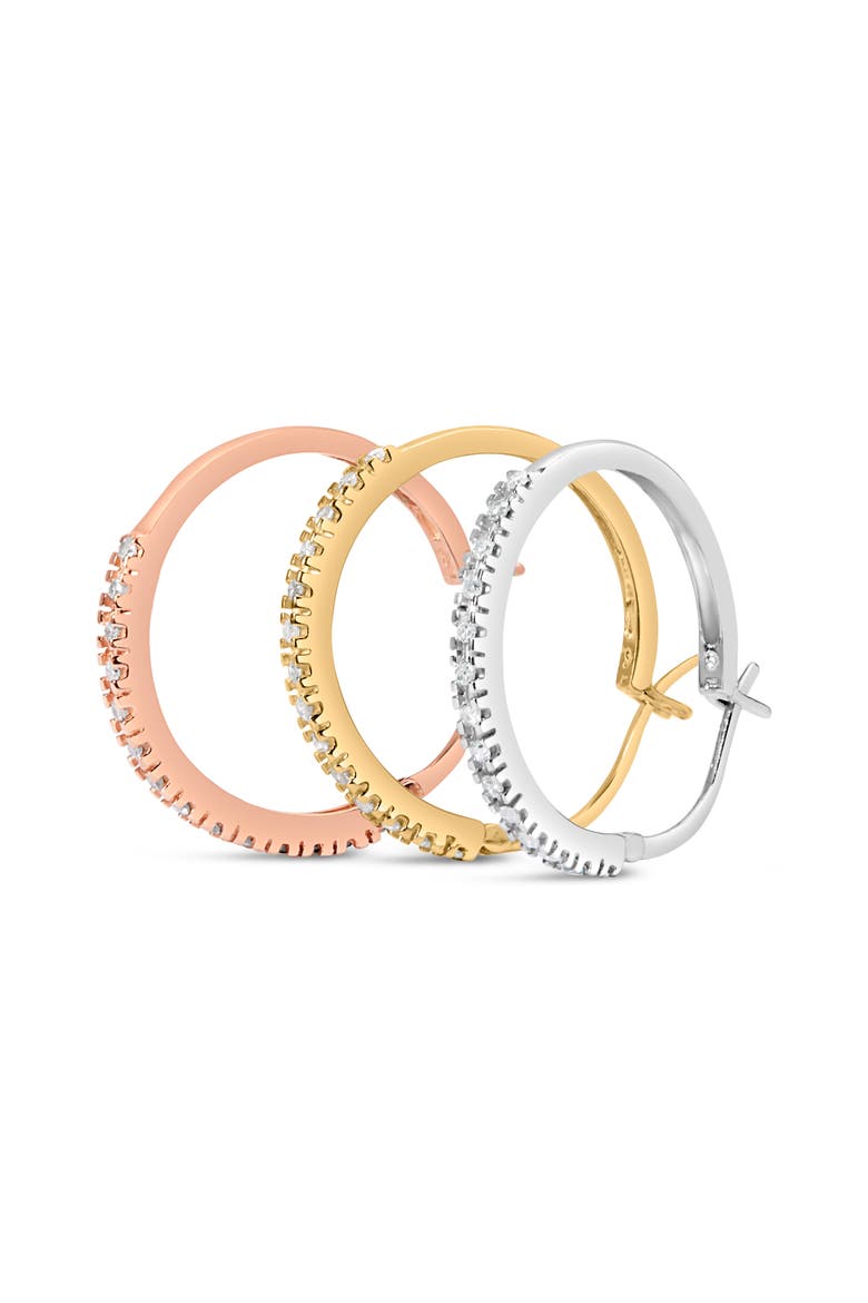 14K Tri-Toned Gold 1/3 Cttw Diamond Triple Hoop Earrings (I-J Color, I2-I3 Clarity) - 22 MM, Alternate, color, Yellow Gold