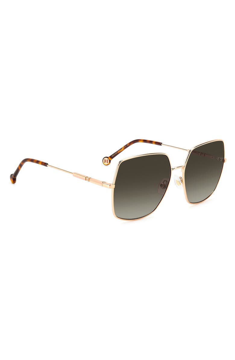 Carolina Herrera 60mm Gradient Square Sunglasses, Alternate, color, Gold Copper