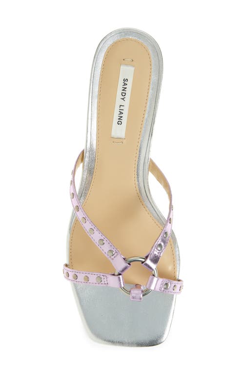 Sandy Liang Spy Kitten Heel Sandal In Metallic Pink