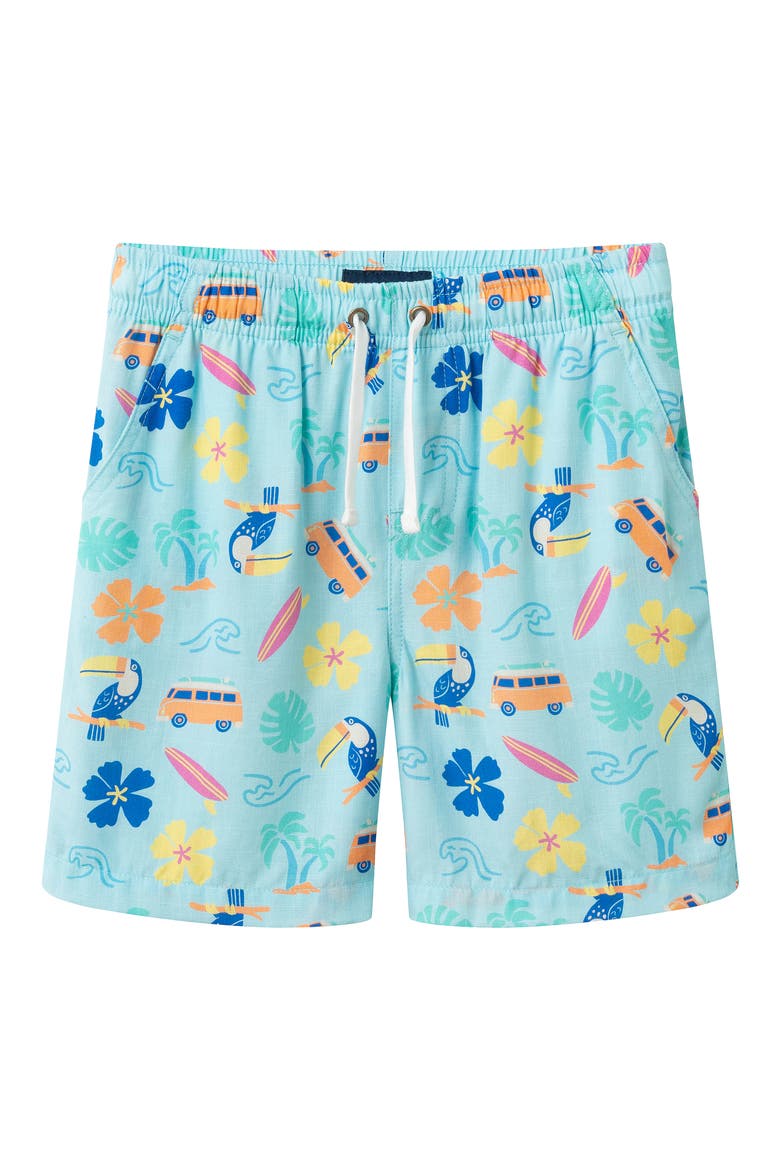 Kids' Short Sleeve Button-Up Shirt & Shorts Set, Alternate, color, AQUA BEACH