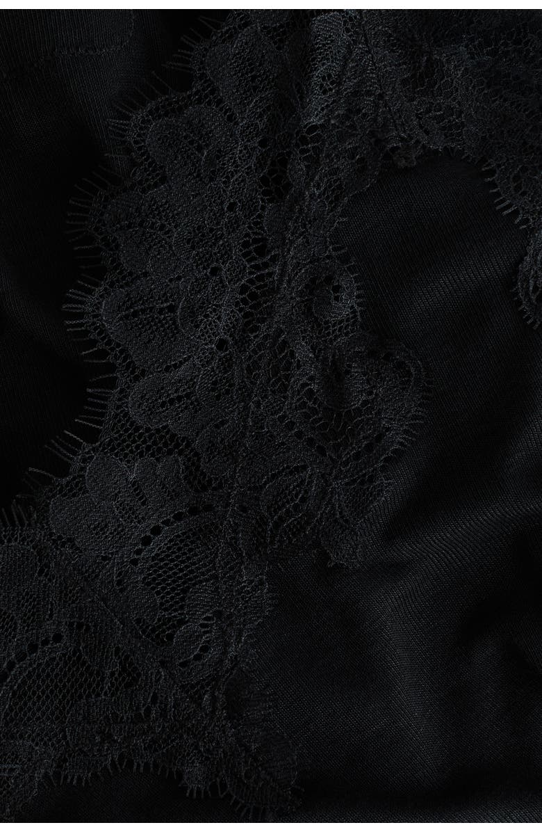H&M Lace-trimmed nightgown, Alternate, color, Black