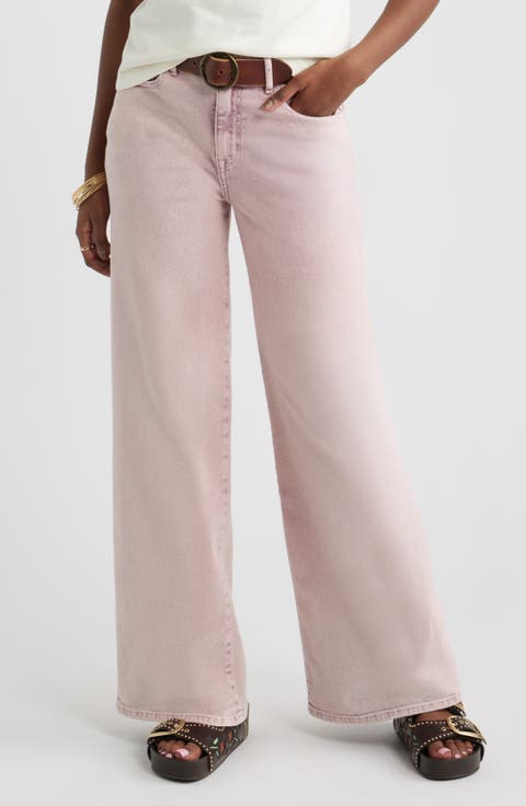 High Waist Wide Leg Jeans (Pink Overdye)