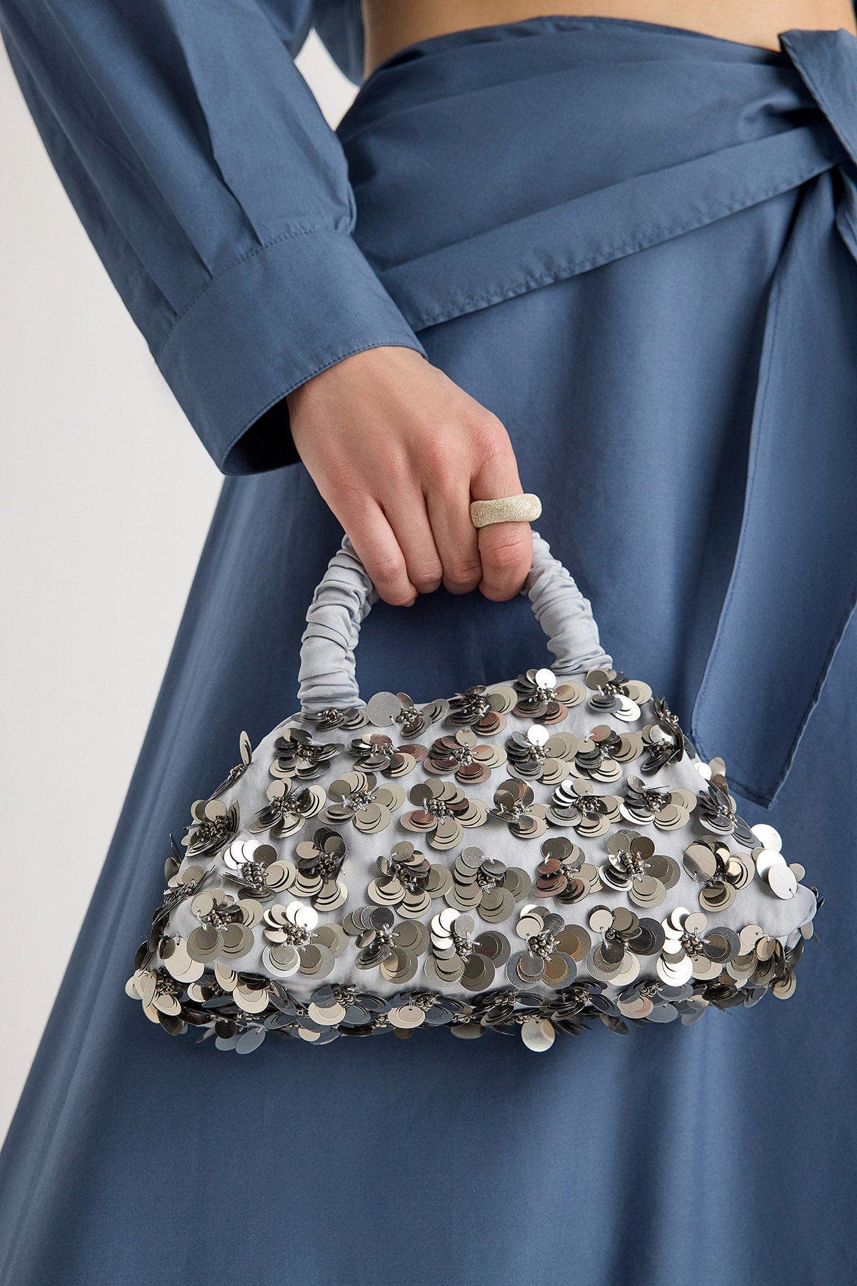 Lune Mini Embellished Bag, Alternate, color, Silver