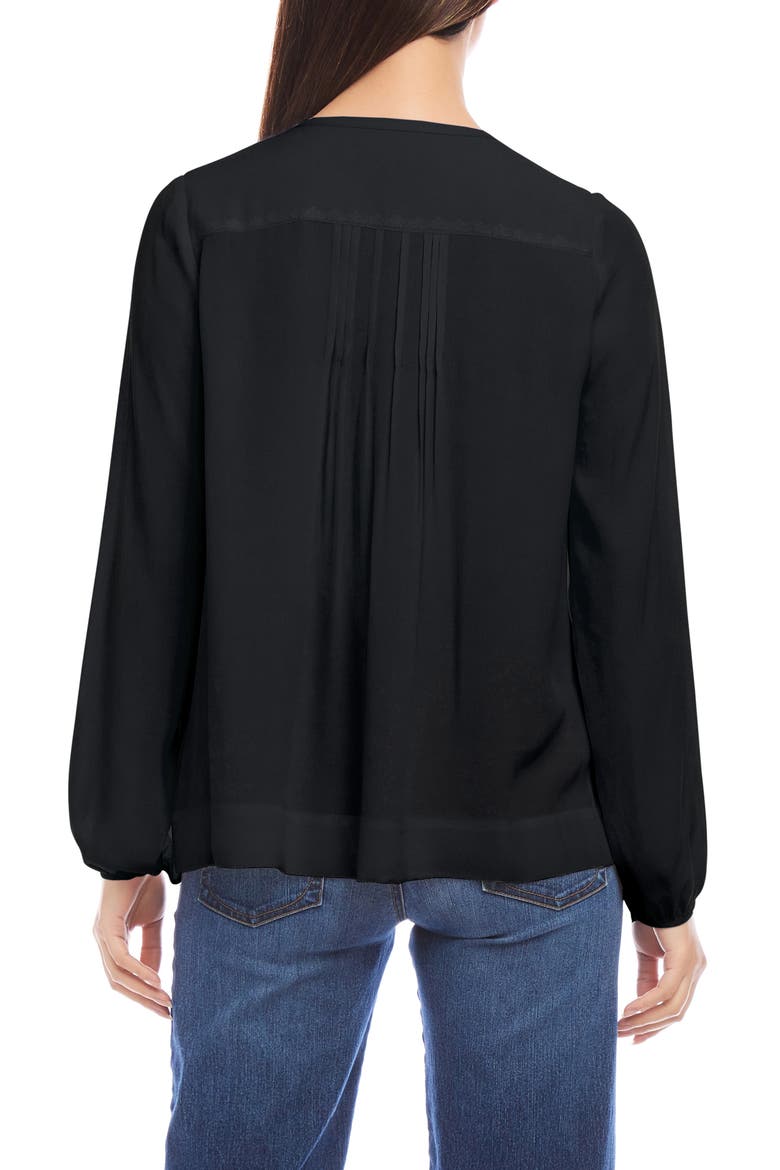 Pintuck Pleated Crepe Top, Alternate, color, BLACK