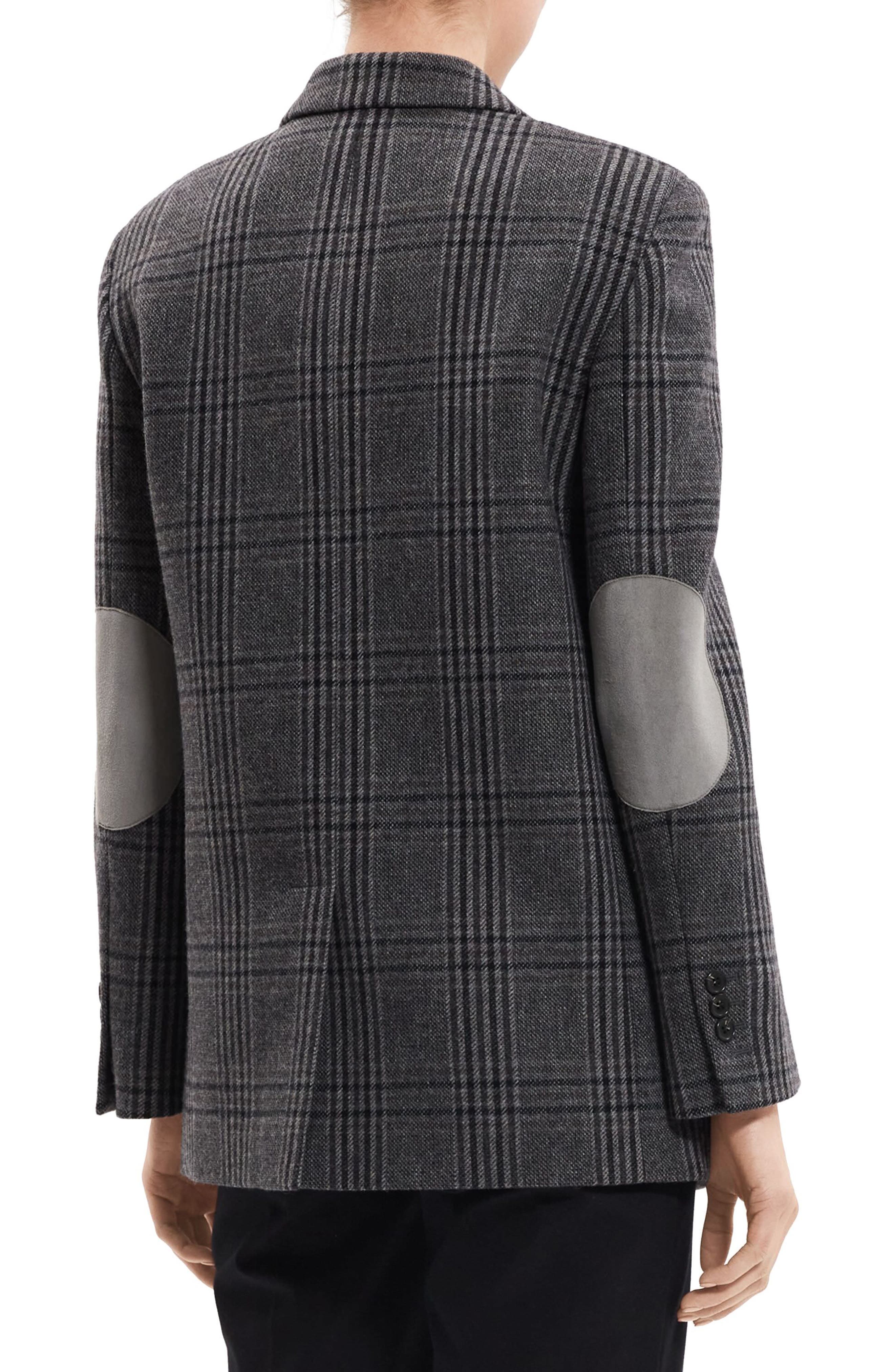 Plaid Elbow Patch Recycled Wool Blend Jacket - image 2