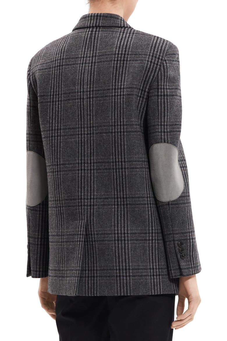 Plaid Elbow Patch Recycled Wool Blend Jacket, Alternate, color, CHARCOAL MULTI - QDY