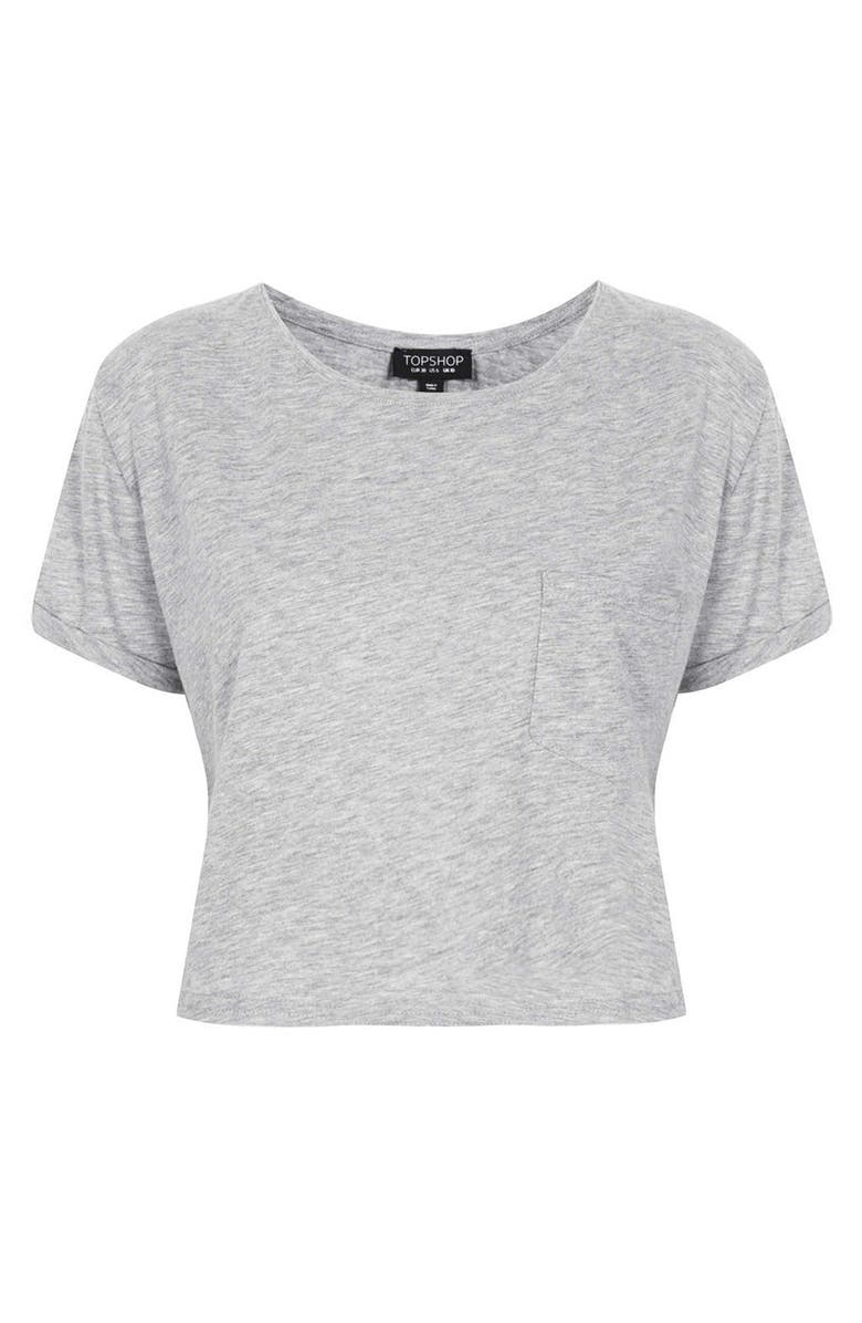 Topshop Crop Pocket Tee, Alternate, color,