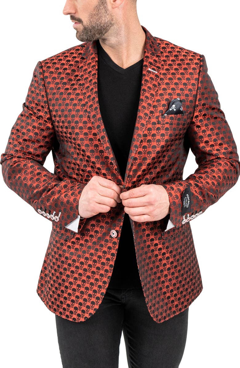 Maceoo Skull Sport Coat, Alternate, color, Orange