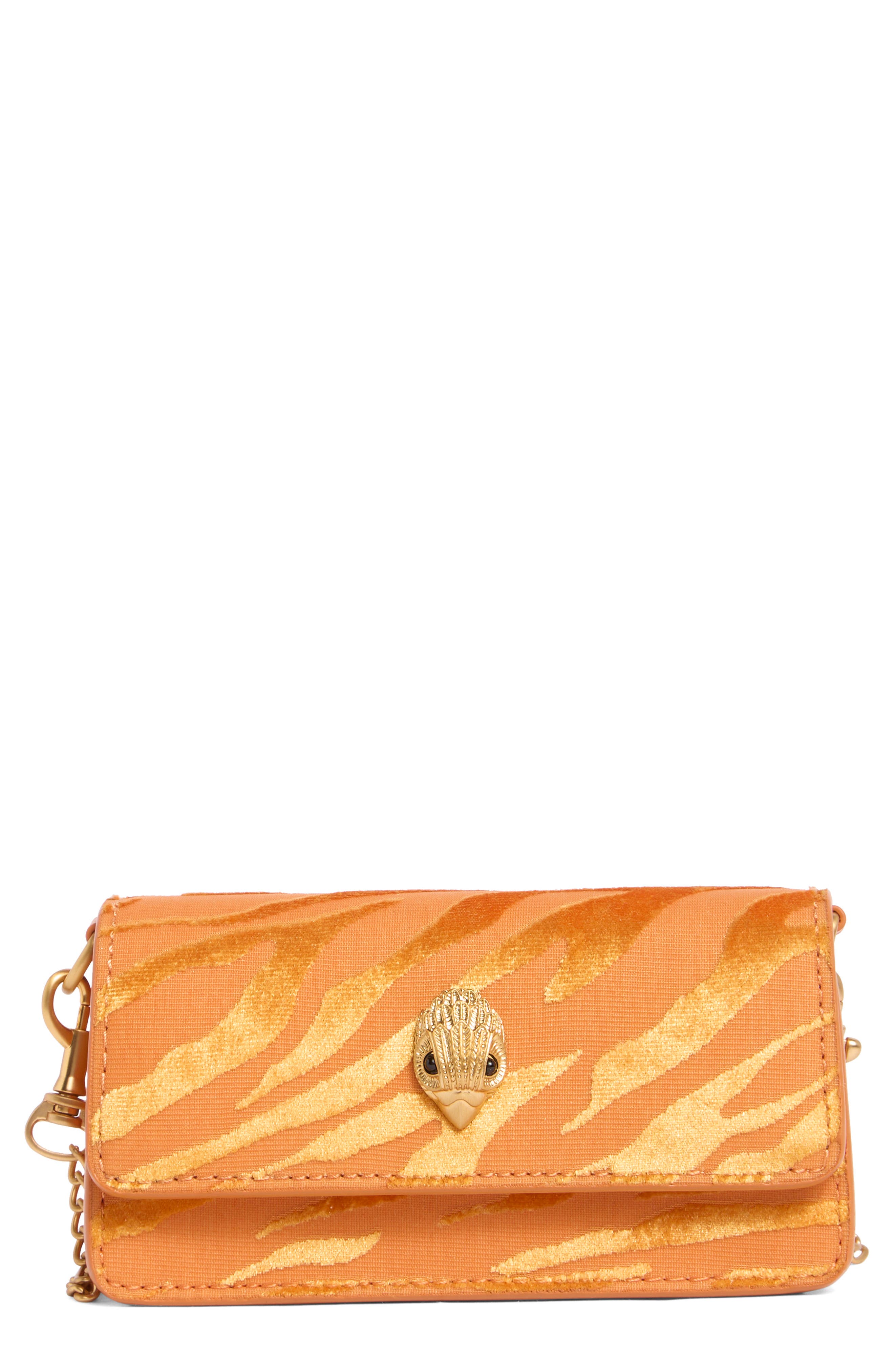 Long Nano Shoreditch Velvet Crossbody Bag, Main, color, ORANGE