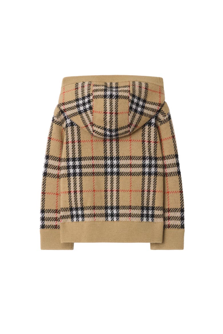 Check Wool Zip Hoodie, Alternate, color, Sand beige