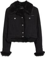 Dolce&Gabbana Genuine Shearling Trim Denim Jacket