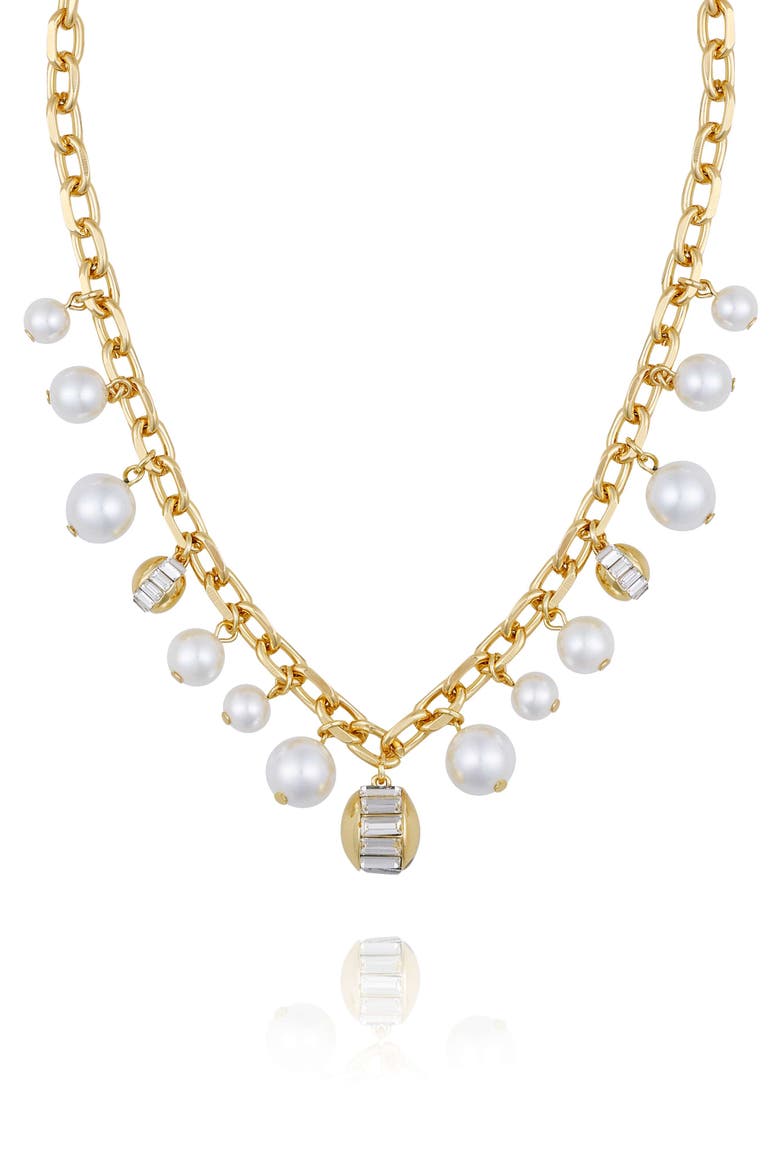 Pearl Chain Link Toggle Necklace, Alternate, color, 14K Gold Plated