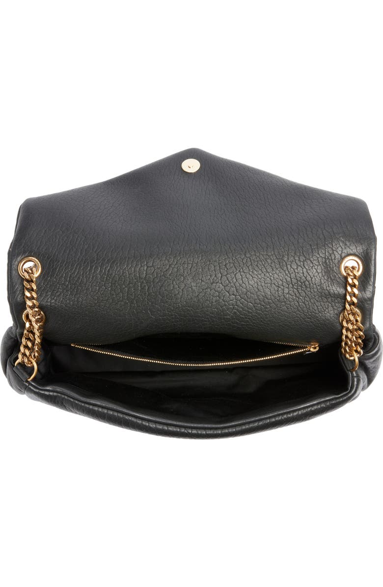 Saint Laurent Large Calypso Leather Shoulder Bag, Alternate, color, Noir