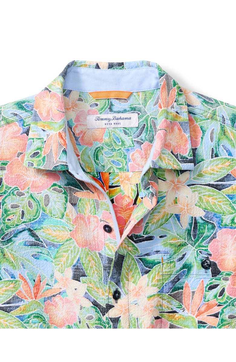 Tommy Bahama Nova Wave Jungle Party Short Sleeve Button-Up Shirt, Alternate, color, Victoria Blue