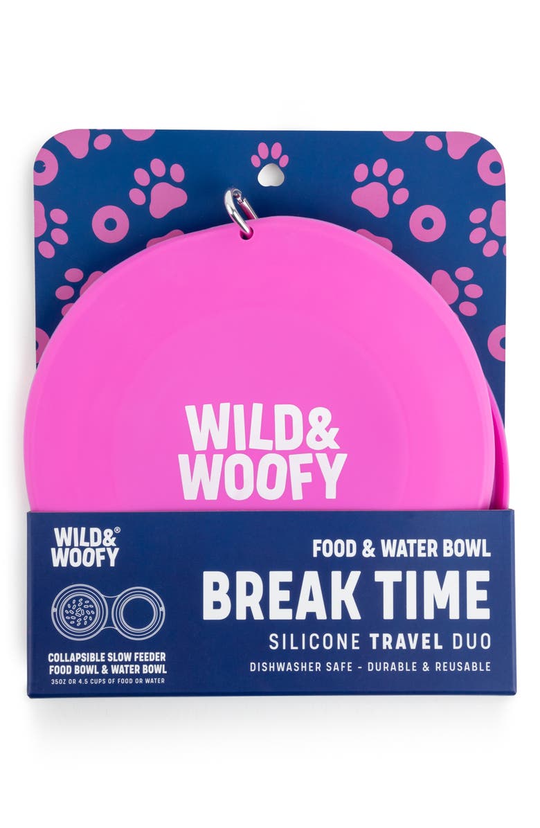 Core Home Break Time 2-Piece Silicone Pet Bowl Travel Duo Set, Alternate, color, Wild Orchid