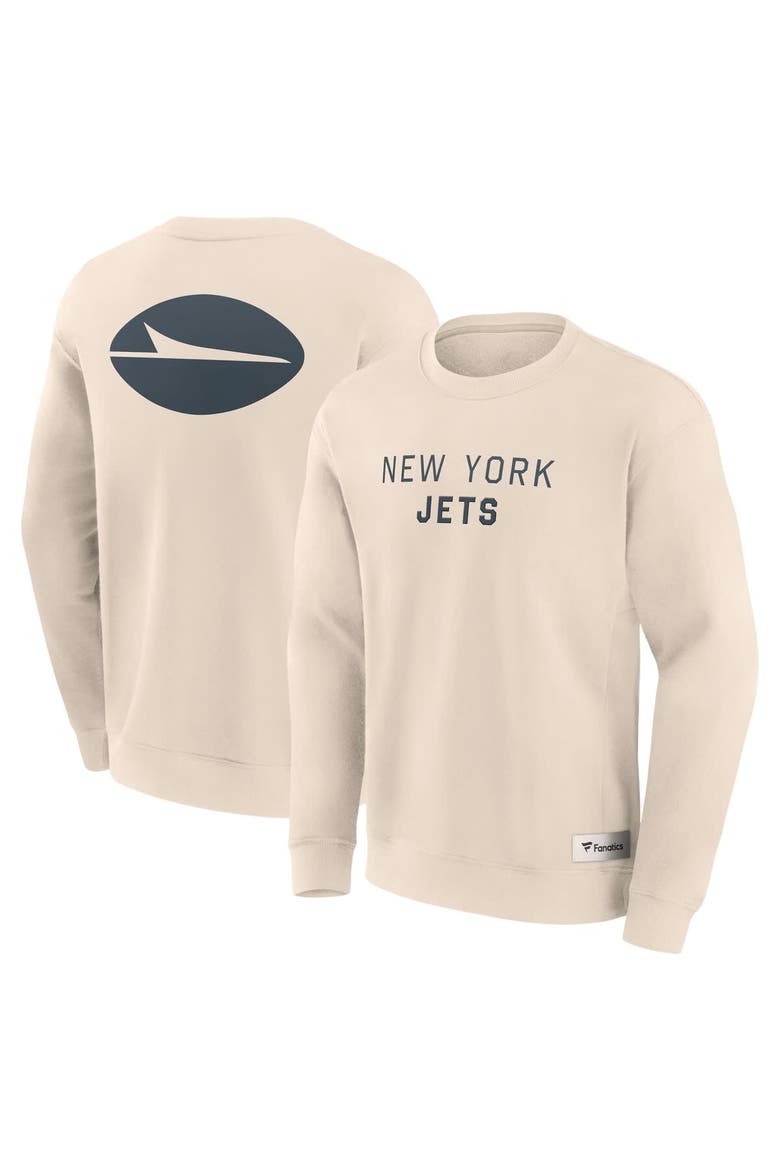 Men's Fanatics Cream New York Jets Elements Future Ground Lettering Pullover Sweatshirt, Main, color, Cream