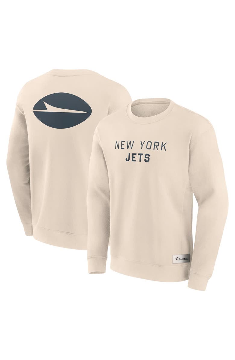 FANATICS Men's Fanatics Cream New York Jets Elements Future Ground Lettering Pullover Sweatshirt, Main, color, Cream