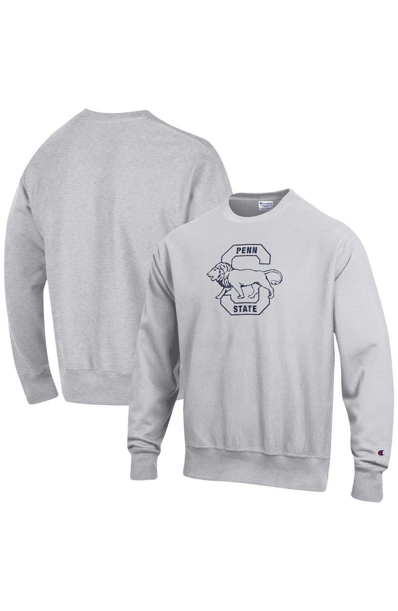 Champion Men's Champion Heathered Gray Penn State Nittany Lions Vault Logo Reverse Weave Pullover Sweatshirt, Main, color,