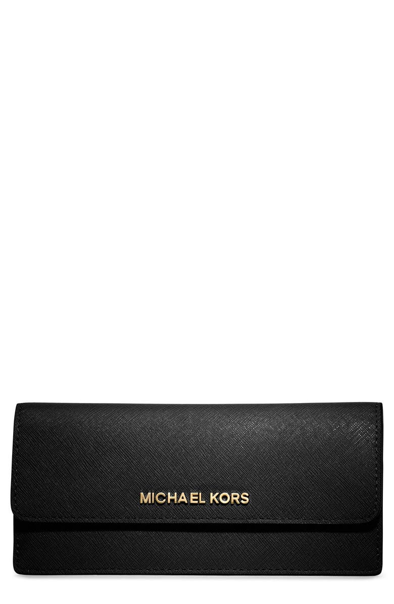 MICHAEL Michael Kors 'Flat Jet Set' Saffiano Leather Wallet, Main, color, 