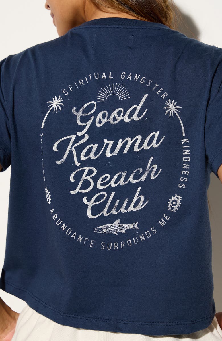 Spiritual Gangster Beach Club Crop Graphic Cotton T-Shirt, Alternate, color, Indigo