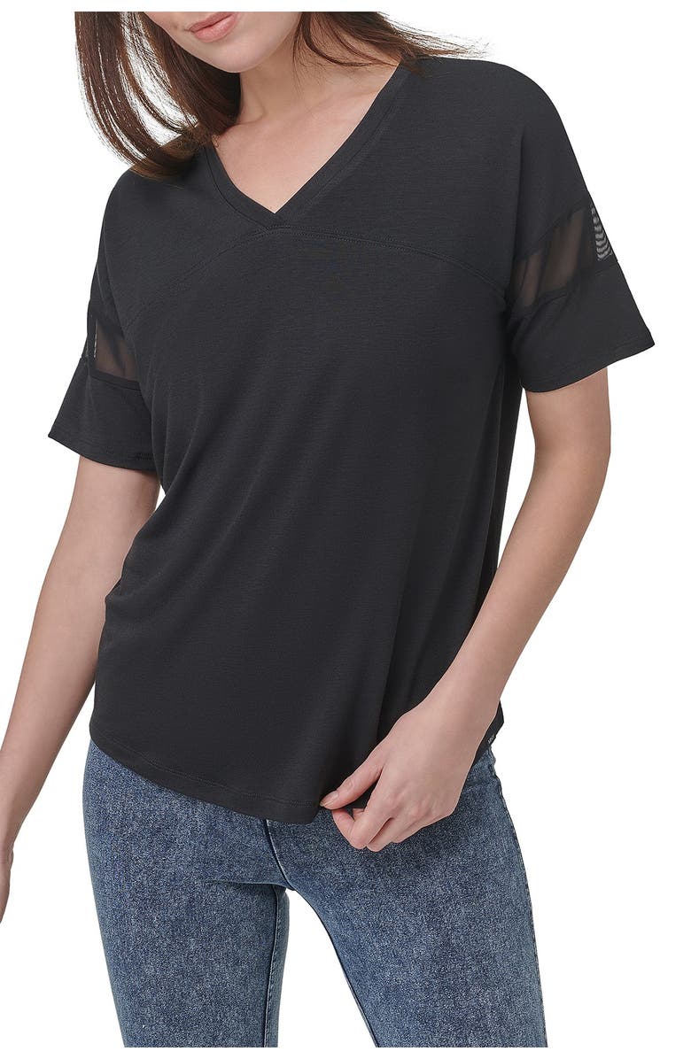 Marc New York Performance Mesh Detail Varsity Short Sleeve T-Shirt, Main, color, 