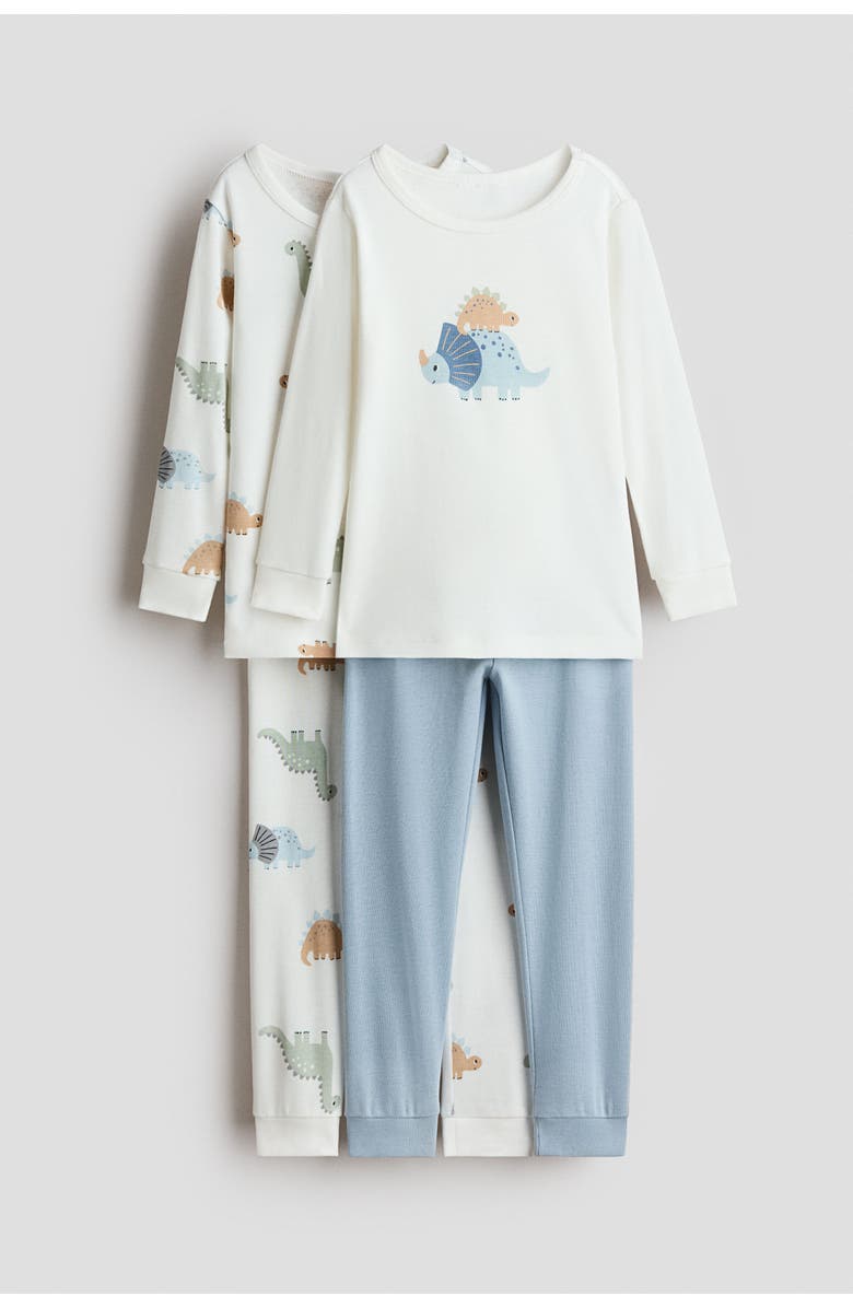 H&M 2-pack Snug Fit Cotton Pyjamas, Main, color, White/Dinosaurs