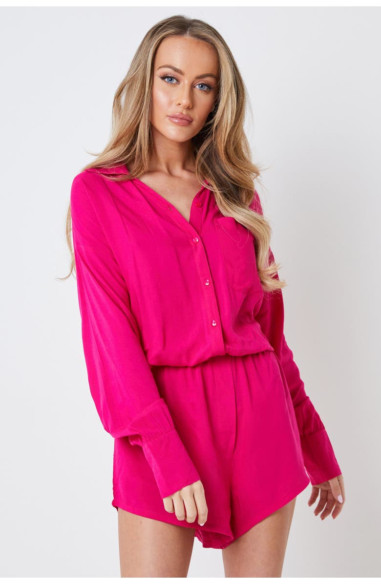 CREEA the Label Button-Up Long Sleeve Romper, Main, color, 