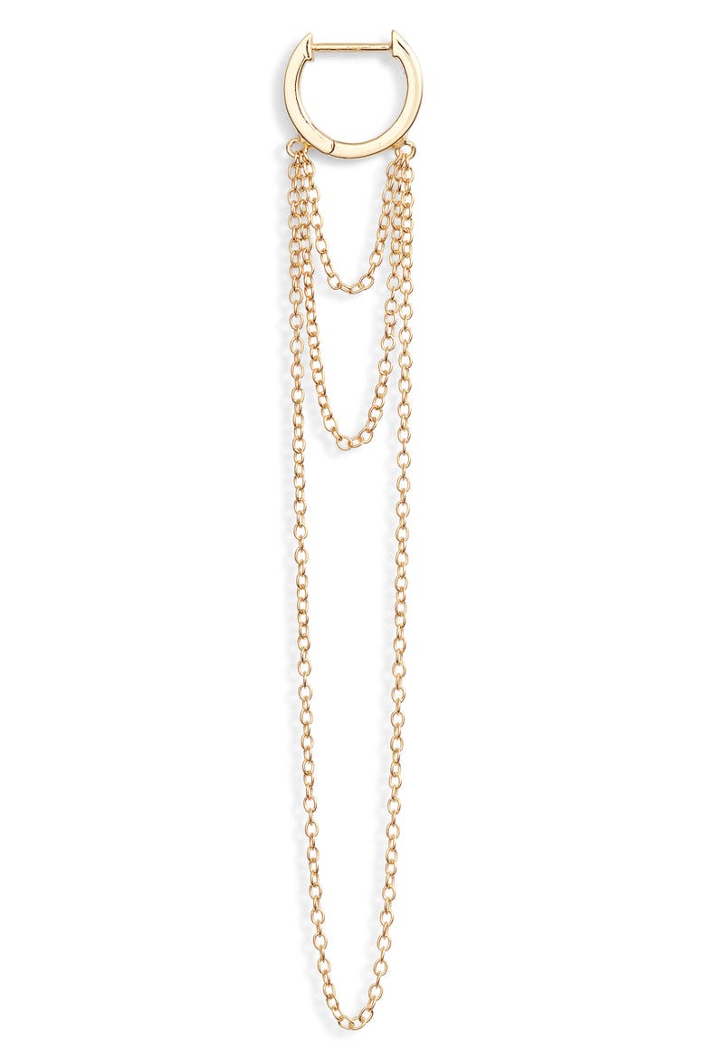 Elmar Huggie Chain Earrings, Alternate, color, YELLOW VERMEIL