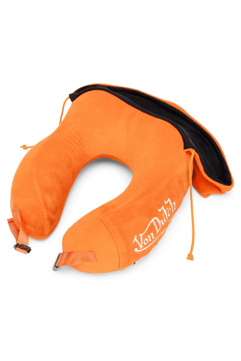 Eyeconic Hooded Ergonomic Memory Foam Travel Neck Pillow, Alternate, color, Orange