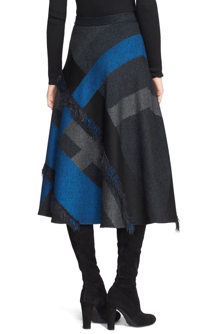 Fringe Detail Plaid Midi Skirt, Alternate, color, TAHOE BLUE MULTI