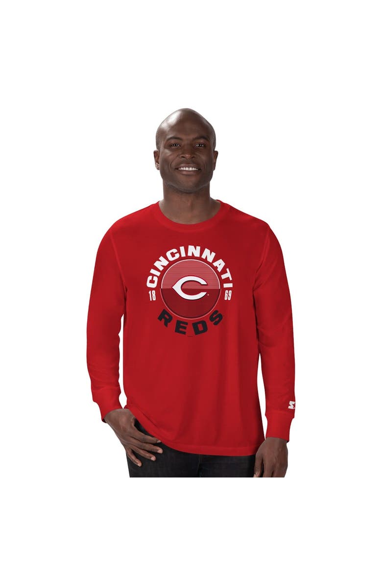 Men's Starter Red Cincinnati Reds Halftime Long Sleeve T-Shirt, Alternate, color, Red