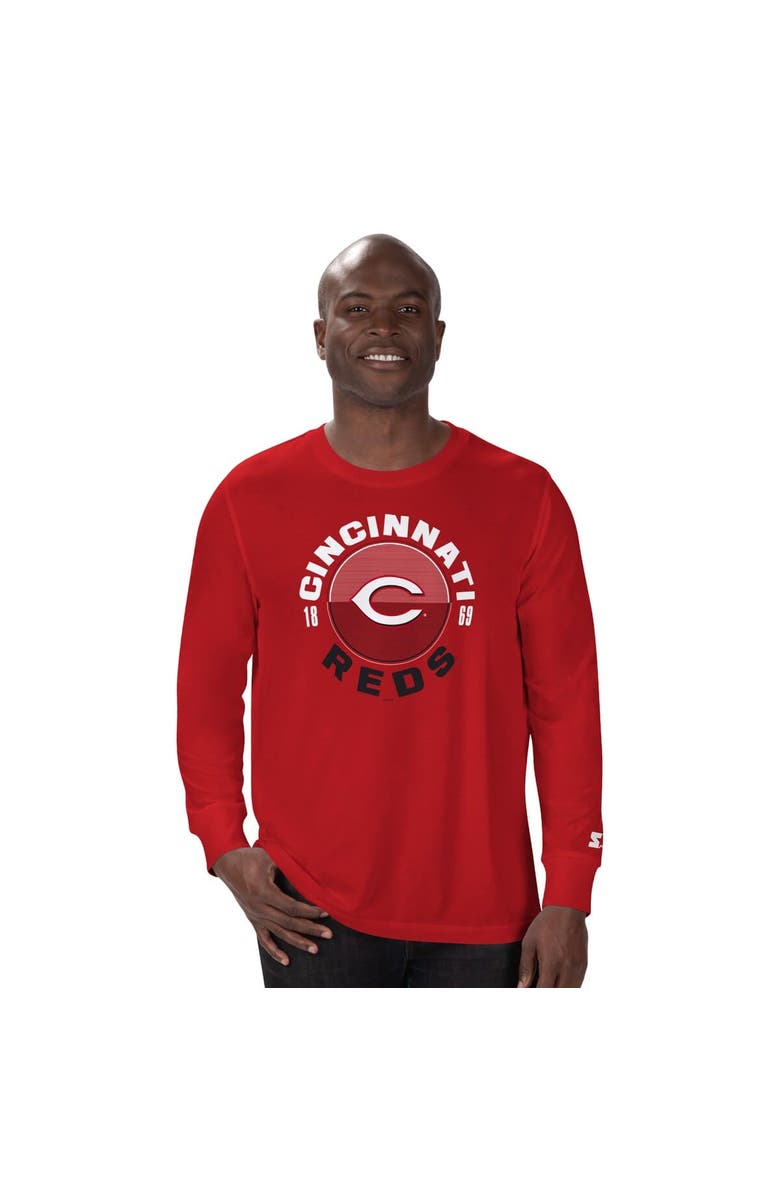 STARTER Men's Starter Red Cincinnati Reds Halftime Long Sleeve T-Shirt, Alternate, color, Red