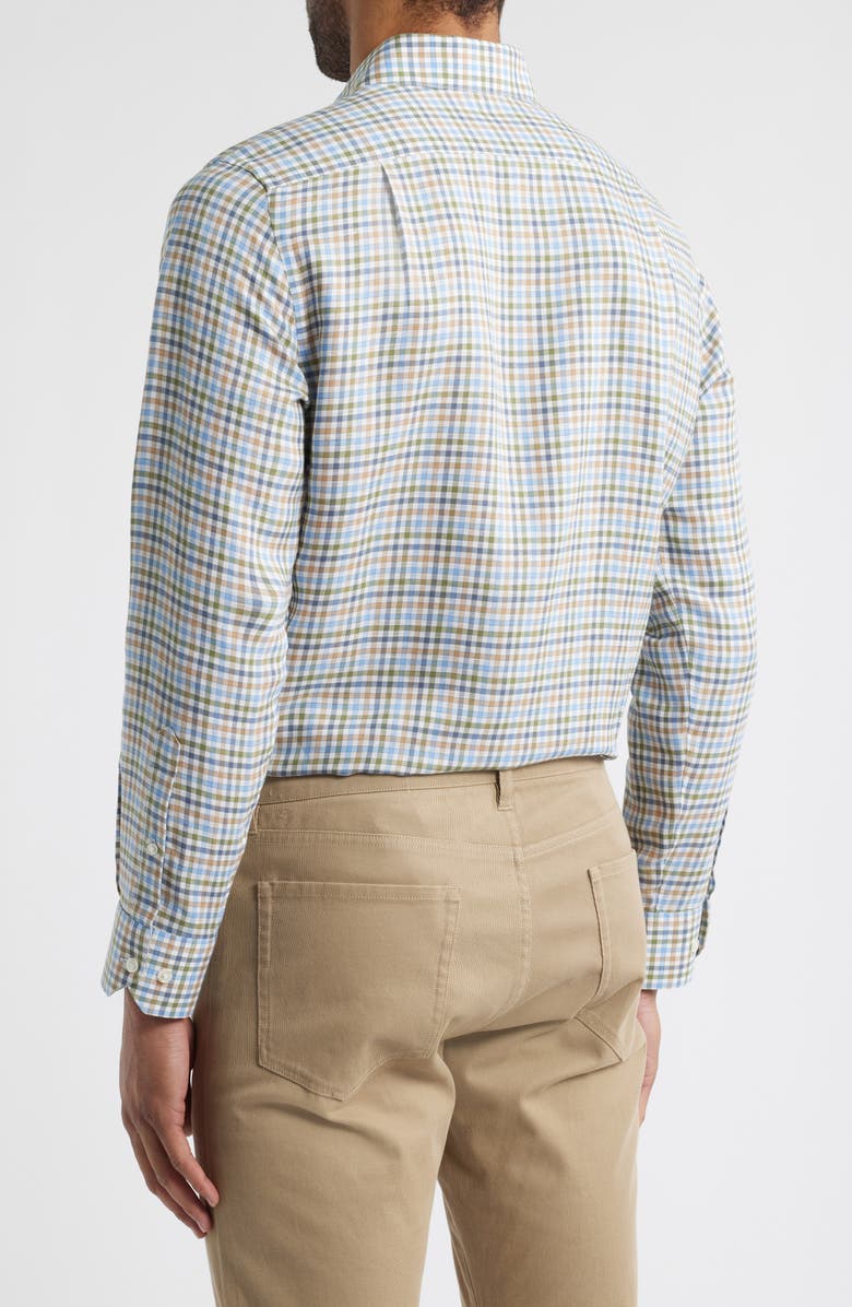 Scott Barber Coastal Regular Fit Plaid Linen & Lyocell Button-Down Shirt, Alternate, color, Sage