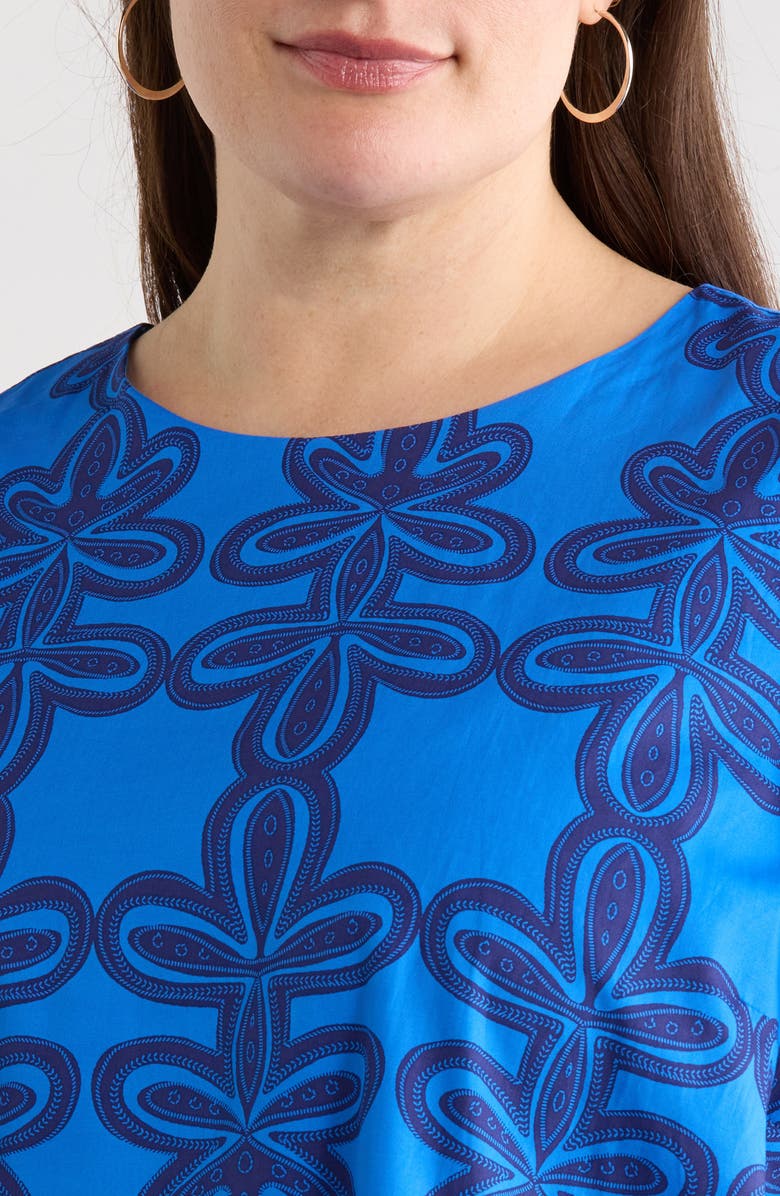 SUGARLIPS Romery Tilma Abstract Print Cotton Top, Alternate, color, Blue-Navy-Multi