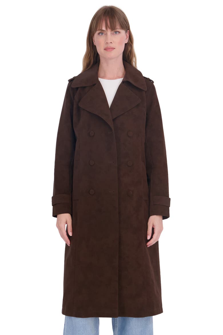 Faux Leather Trench Coat, Alternate, color, BROWN