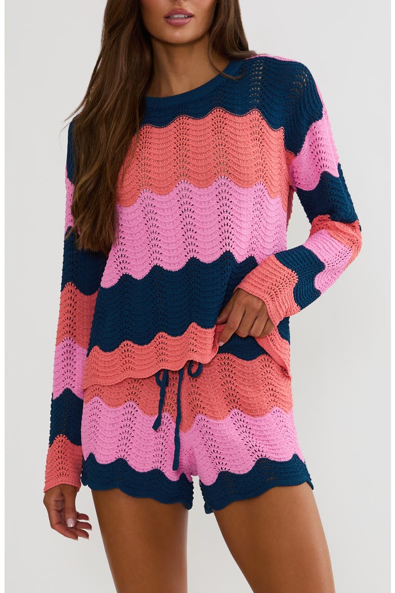 Beach Cover-Up Sweater, Main, color, SEASHELL ISLE COLOR BLOCK