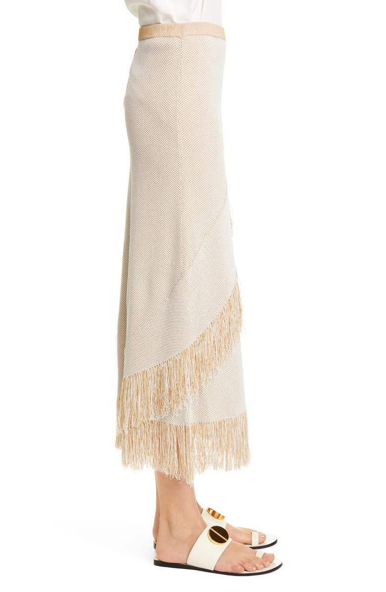 Rodebjer Tidar Fringe Trim Knit Midi Skirt, Alternate, color, 