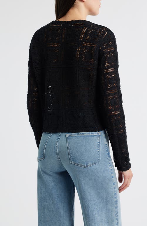 Frame Cotton Crochet Cardigan In Black
