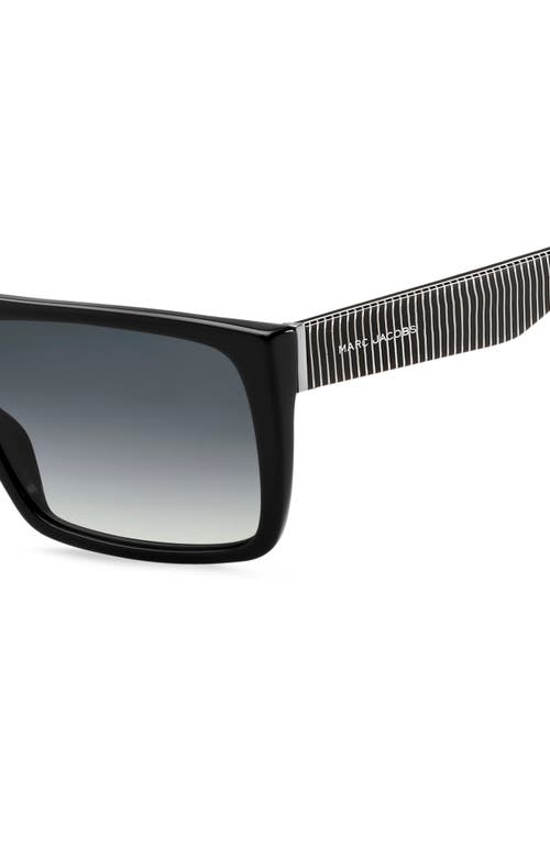 Marc Jacobs Icon 57mm Gradient Rectangular Sunglasses In Black