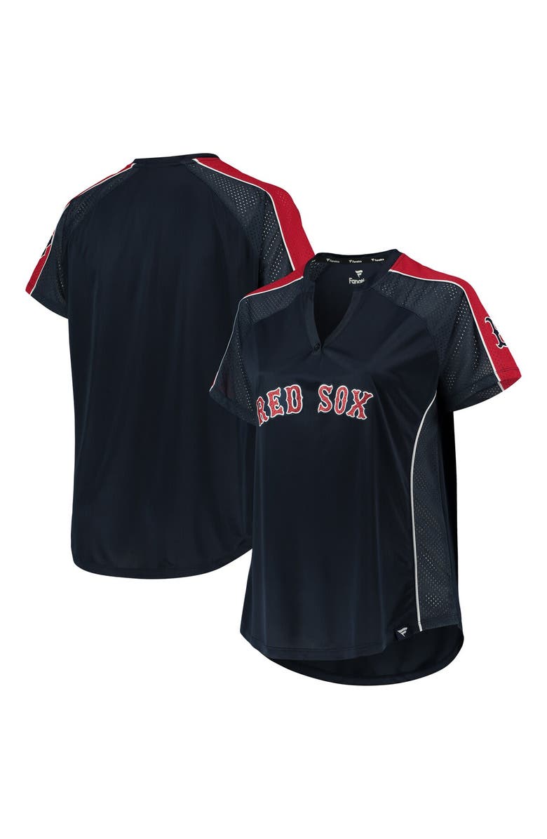PROFILE Women's Navy Boston Red Sox Plus Size Diva Notch Neck Raglan T-Shirt, Main, color, 