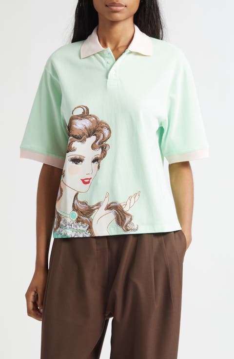 Lady Print Oversize Cotton Polo