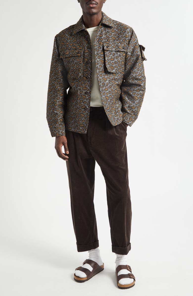 BEAMS Pleated Corduroy Tapered Leg Pants, Alternate, color, Dark Brown